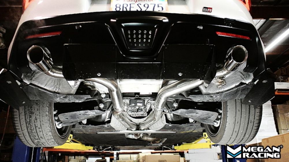 Megan Racing - Toyota Supra 19+ OE Type Dual Exit Exhaust System W/ Burnt Blue Tips (3.0L 6-Cyl) – MR-CBS-TS20-OE-R-BT+M